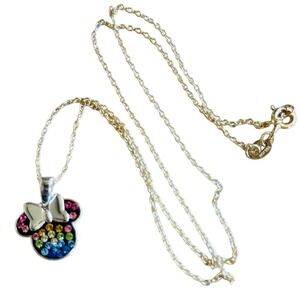 Minnie Mouse Rainbow Necklace JCM Disney Chain Sterling Silver 925 Authentic 16"
